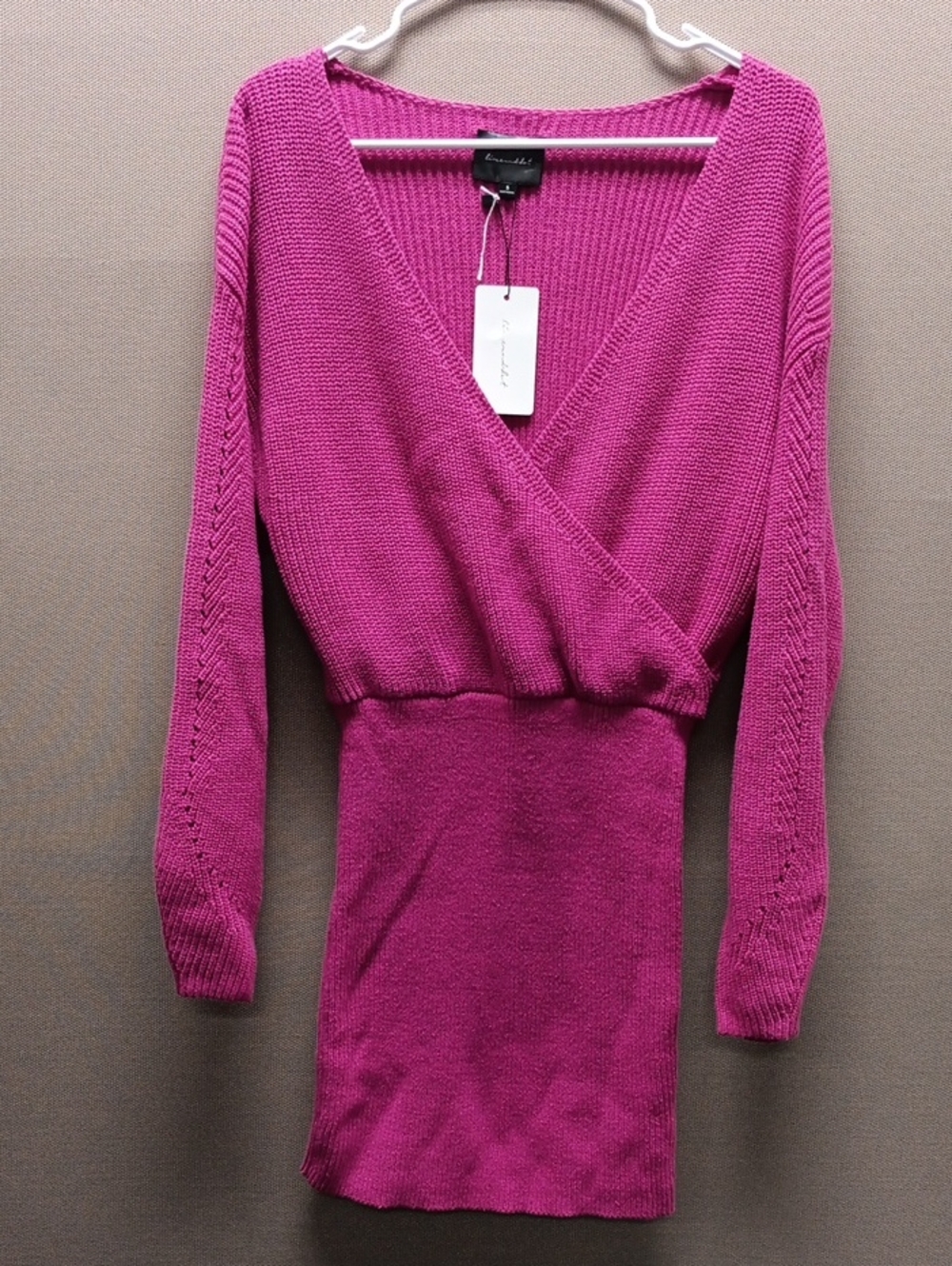 Line & Dot Fuchsia Wrap V-Neck Sweater Dress